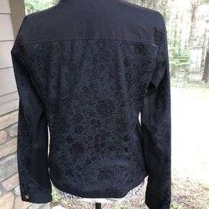 GUESS Black Floral Jacquard Y2K Jacket